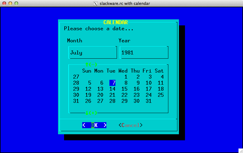 Example of Slackware color-scheme with calendar widget