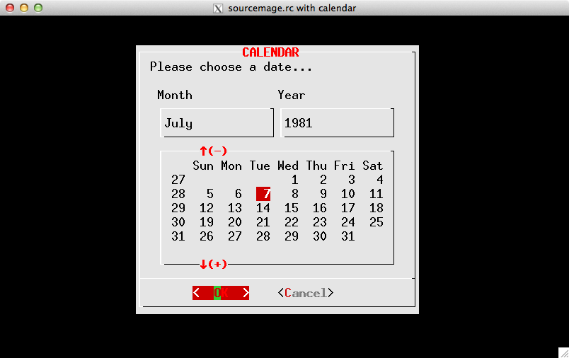 Example of SourceMage color-scheme with calendar widget