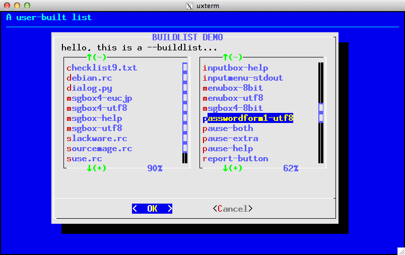 Example of Buildlist widget